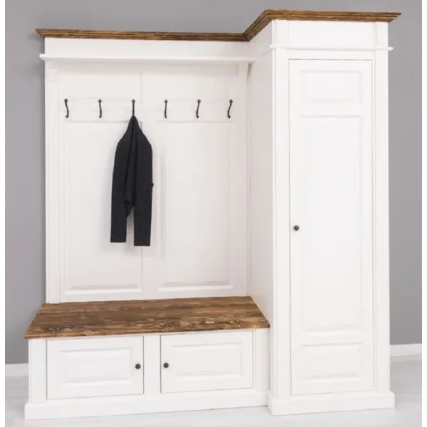 Casa Padrino armadio in legno massello stile country bianco / marrone 205 x 65 x A. 210 cm - Armadio legno massello - Armadio ingresso - Mobili armadio - Mobili stile country