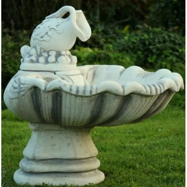 Casa Padrino fuente Art Nouveau en forma de concha con jarra gris 70 x 75 x A. 70 cm - Magnífica Fuente de Jardín - Fuente de Decoración de Jardín - Decoración de Jardín Barroco y Art Nouveau