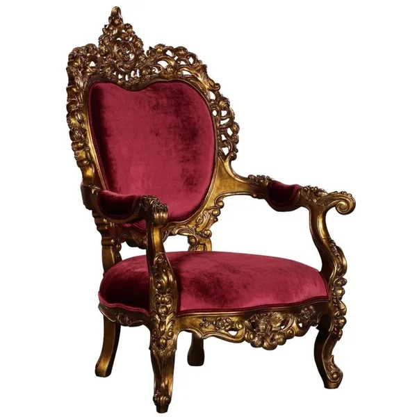 Casa Padrino luxury baroque living room armchair bordeaux red / antique gold - Magnificent throne armchair with noble decorations - Handmade baroque living room furniture