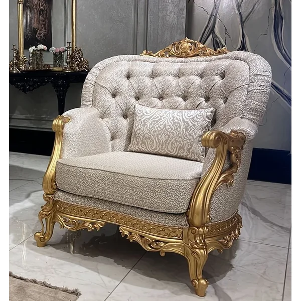 Casa Padrino luxury baroque living room armchair gold pattern / gold - Magnificent baroque style armchair - Luxury living room furniture in baroque style - Baroque furniture