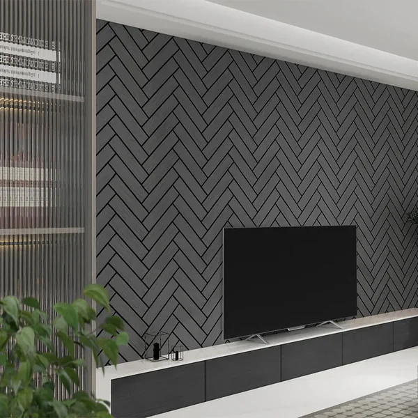 VEGA Panel akustyczny w jodełkę z czarnego dębu zestaw 12 - 80 x 40 cm